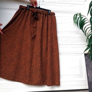 SHEIN Brown Animal Print Midi Skirt